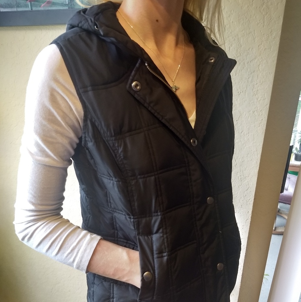 Black Puffy Vest with Hood